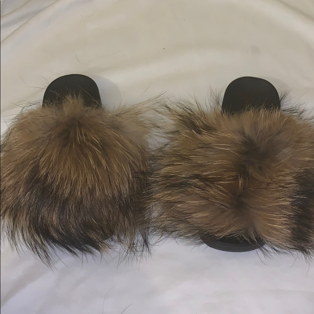 Fur slides ( never worn )